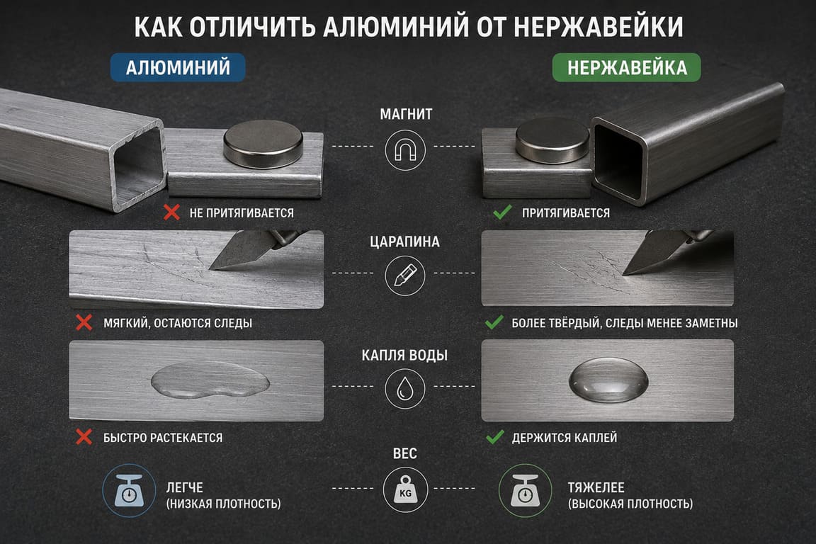 Как отличить алюминий от нержавейки: простые способы проверки в домашних условиях